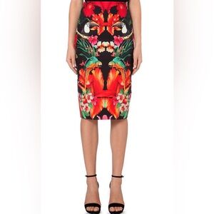 Ted Baker Black Tropical Print Pencil Skirt